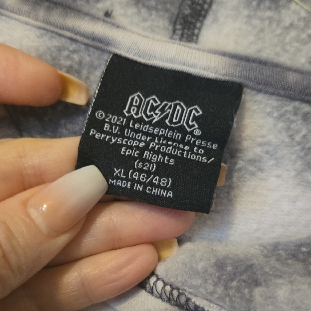 AC/DC Tie-Dye Hoodie - Grey, White And Rust Color - Picture 2 of 4